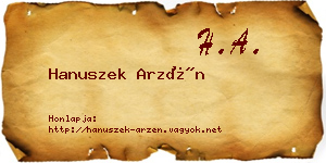 Hanuszek Arzén névjegykártya
